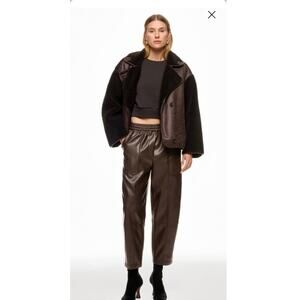 3.1 PHILLIP LIM Brown Faux Leather Pull On Relaxed Fit Cargo Style Pants size XL